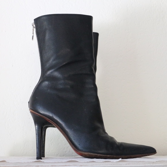 Italian Black Leather Boots - Picture 1 of 14